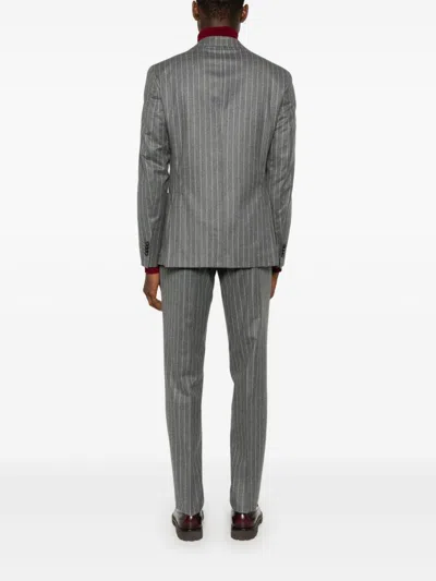 Luigi Bianchi Mantova Pinstriped Suit In 灰色