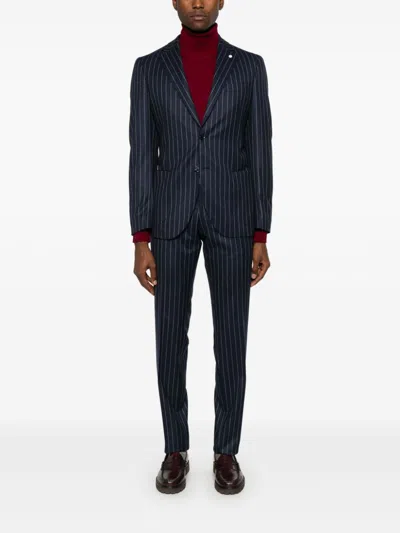Luigi Bianchi Mantova Pinstriped Suit In 蓝色