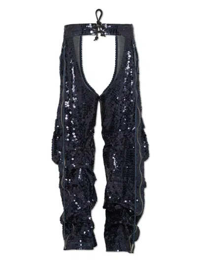 Dsquared2 Sequinned Cargo Trousers In 蓝色