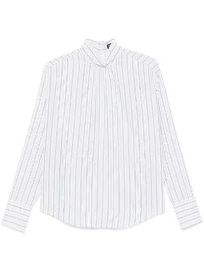 Shop Dondup Striped Blouse In 白色