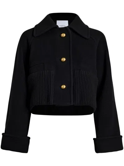 Shop Patou Recycled Wool Cropped Coat In Black