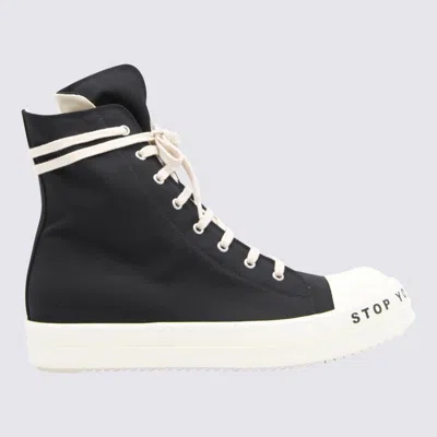 Shop Rick Owens Drkshdw Black Canvas High Top Sneakers