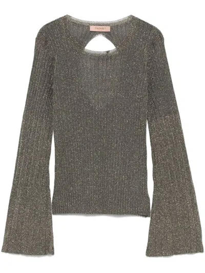 Twinset Pullover Mit Lurex-detail In Beige