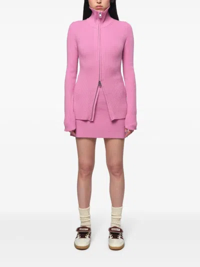 Apparis Ribbed Knit Cardigan In Pink