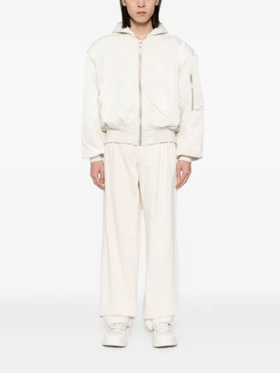 Entire Studios Hooded Board Bomber Jacket In White
