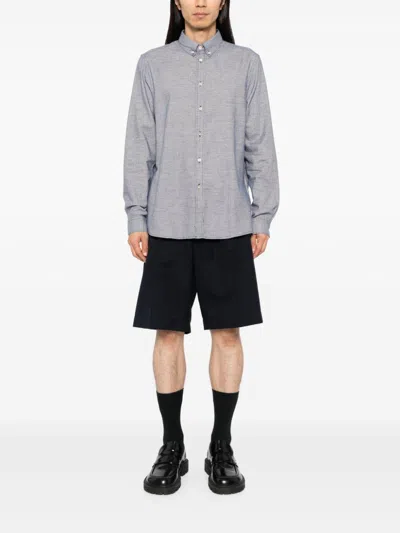 Ps By Paul Smith Button-up Cotton-blend Shirt In Blue