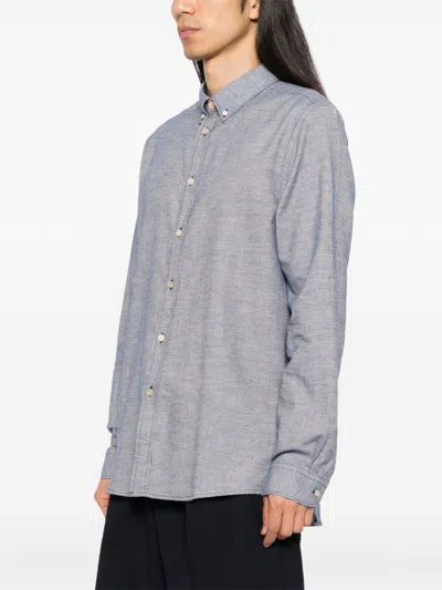 Ps By Paul Smith Button-up Cotton-blend Shirt In Blue