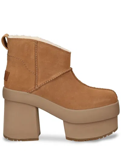 Ugg Womens Tan New Heights Mini Platform Suede Boots Eur 38/5 Uk In Brown
