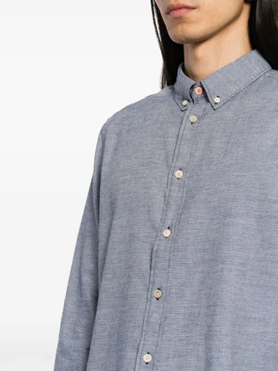 Ps By Paul Smith Button-up Cotton-blend Shirt In Blue