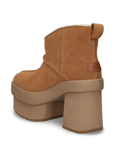 Ugg Womens Tan New Heights Mini Platform Suede Boots Eur 38/5 Uk In Brown