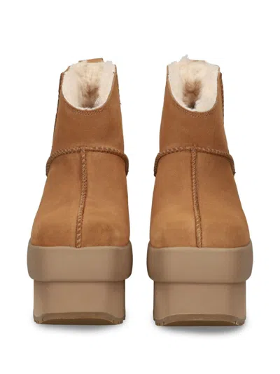 Ugg Womens Tan New Heights Mini Platform Suede Boots Eur 38/5 Uk In Brown