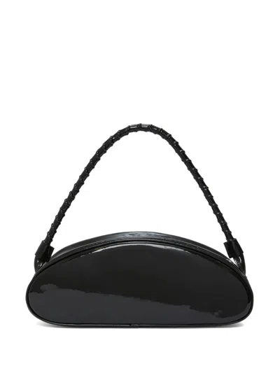 Msgm Logo-debossed Leather Tote Bag In Black