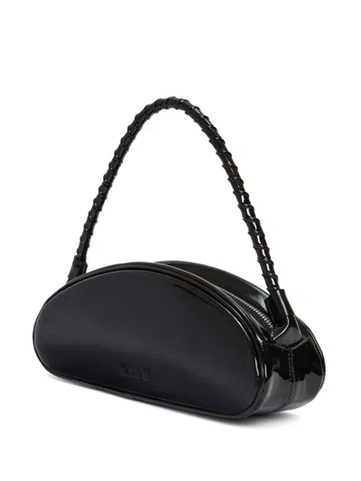 Msgm Logo-debossed Leather Tote Bag In Black