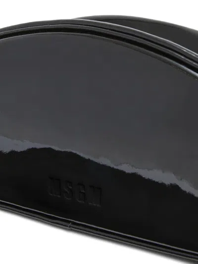 Msgm Logo-debossed Leather Tote Bag In Black