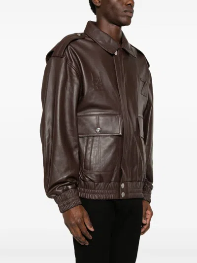 Shop Ludovic De Saint Sernin Robert Leather Bomber Jacket In Brown