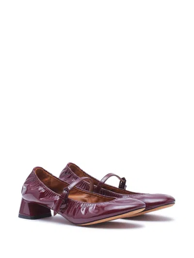 Lanvin Wedge-heel Leather Ballerinas In Red