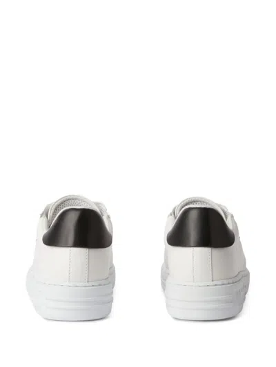Msgm Logo-embossed Leather Sneakers In White