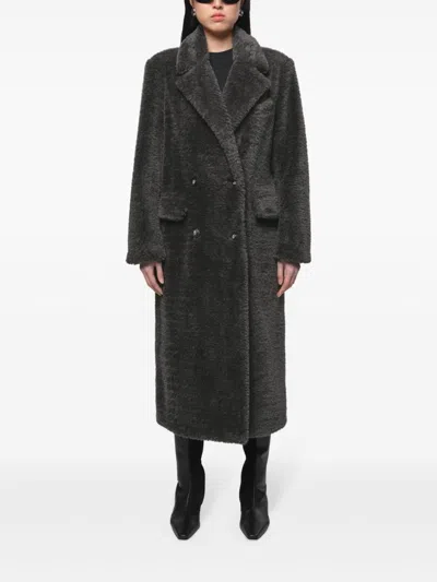 Apparis Double-breasted Coat In Grey