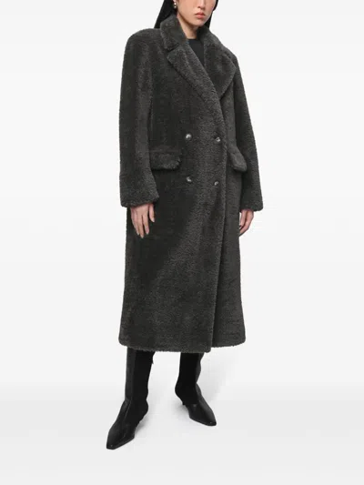 Apparis Double-breasted Coat In Grey