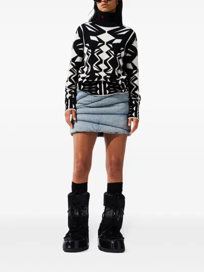Perfect Moment Quilted Denim Mini Skirt In Blue