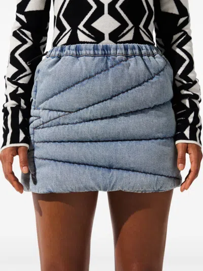 Perfect Moment Quilted Denim Mini Skirt In Blue