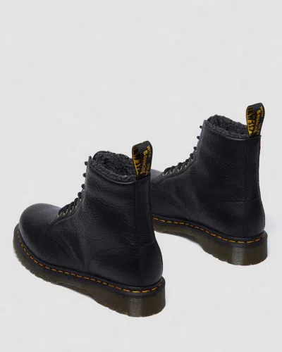 Dr. Martens' 1460 Faux Fur Lined Grizzly Leather Lace Up Boots In Black