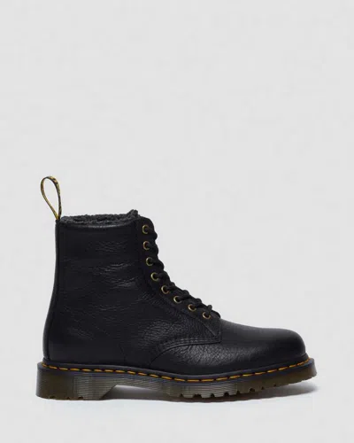 Dr. Martens' 1460 Faux Fur Lined Grizzly Leather Lace Up Boots In Black