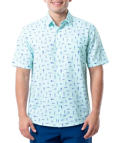 Guy Harvey Men's Short-sleeve Cationic Hooks Fishing Shirt In Plume