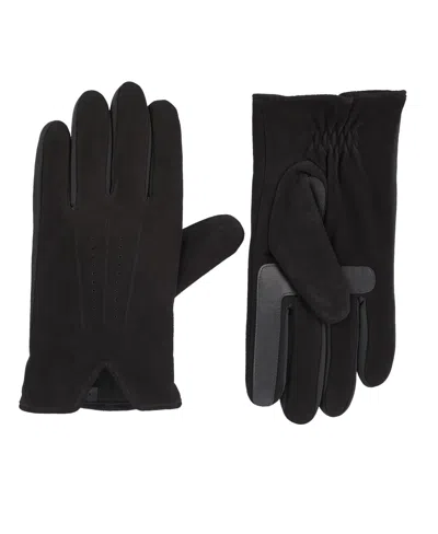 Isotoner Signature Men's Stretch Suede 3-draw Touchscreen Gloves In Cognac