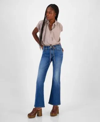 Lucky Brand Stripe Cropped Dolman Sleeve Shirt Sweet Flare Stretch Flare Leg Jeans In Something Sweet