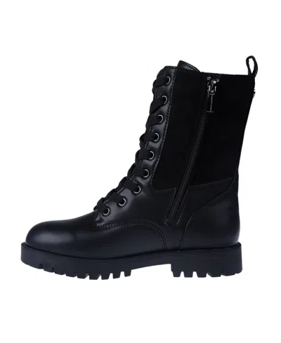 Vince Camuto Little And Big Girls Rhinestone Panel Lace Up Boot In Black