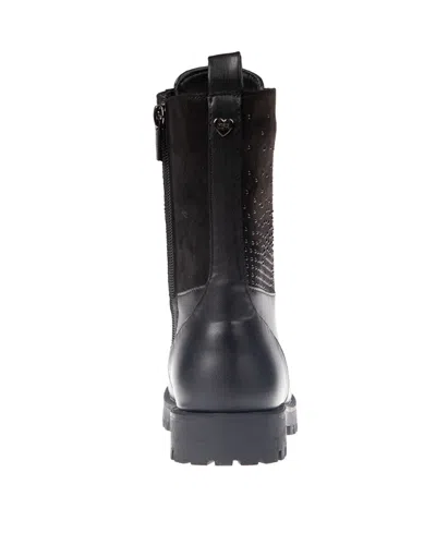 Vince Camuto Little And Big Girls Rhinestone Panel Lace Up Boot In Black