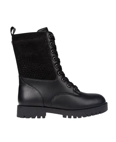 Vince Camuto Little And Big Girls Rhinestone Panel Lace Up Boot In Black