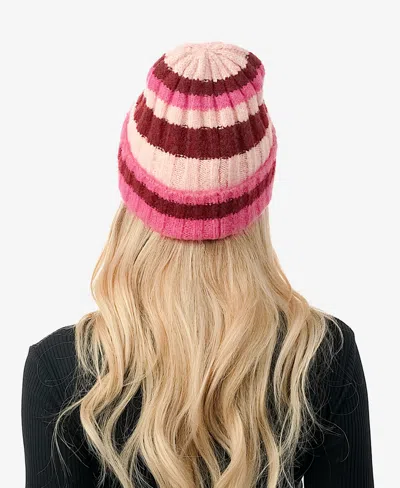 Marcus Adler Women's Stripe Ribbed Knit Cuff Beanie In Black