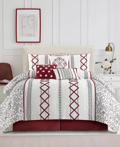 Stratford Park Anthony 7-pc. Comforter Set, King In White Red