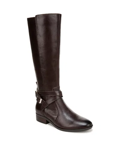 Naturalizer Women's Rena 2 Narrow Calf Knee High Block Heel Riding Boots In Dark Brown Leather
