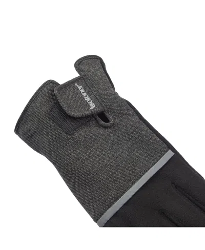Isotoner Signature Men's Reflective Tech Stretch And Fleece Water Repellent Gloves With Touchscreen Technology In Black