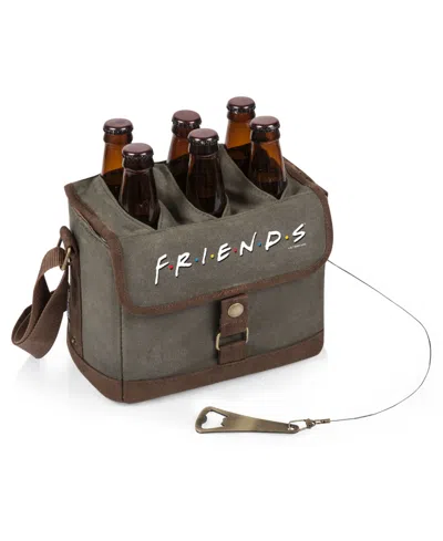 Legacy Friends Beverage Caddy 12 Can Cooler Tote With Opener In Khaki Green With Beige Accents