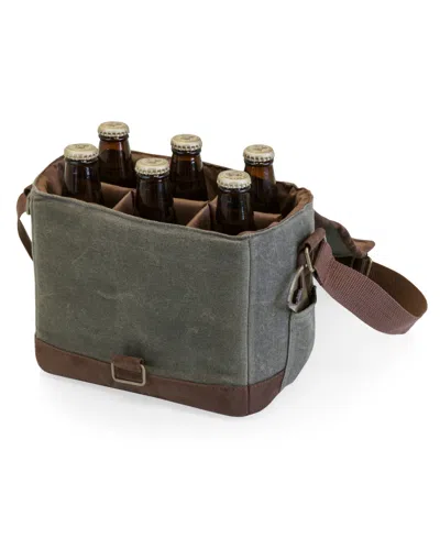 Legacy Friends Beverage Caddy 12 Can Cooler Tote With Opener In Khaki Green With Beige Accents