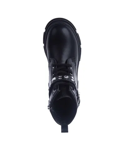 Vince Camuto Little And Big Girls Lace Up Stud And Logo Rivet Details Boot In Black