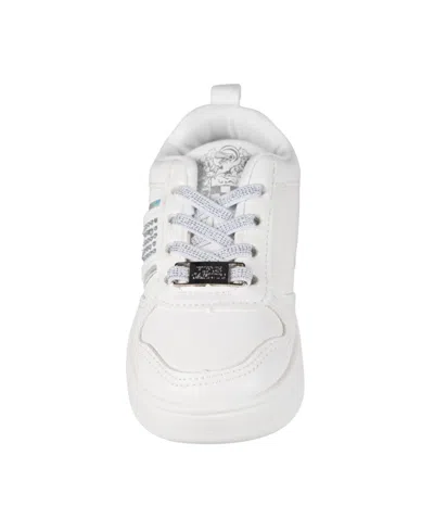 Vince Camuto Toddler Girls Elastic Laces Rhinestones Court Sneaker In White