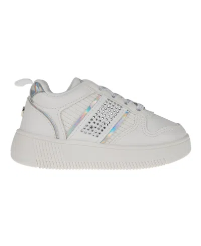 Vince Camuto Toddler Girls Elastic Laces Rhinestones Court Sneaker In White