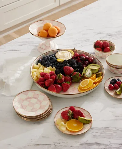 Mackenzie-childs Rosy Check Appetizer Plates, Set Of 4 In No Color