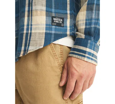 Nautica Men's Classic-fit Plaid Button-down Twill Shirt In Navy