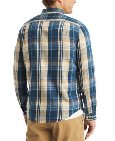 Nautica Men's Classic-fit Plaid Button-down Twill Shirt In Navy