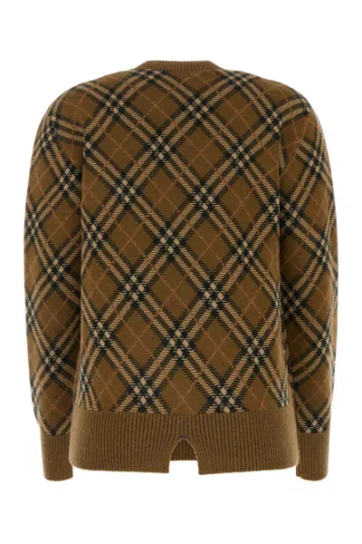 Burberry Brown Check Jumper In Wool And Mohair In Multicolor