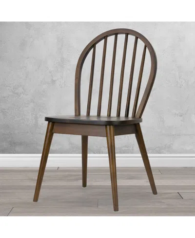 Glamour Home 36.22" Astra Rubberwood Dining Chair, Set Of 2 In Dark Brown