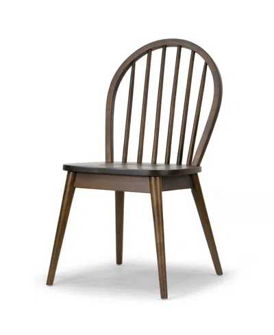 Glamour Home 36.22" Astra Rubberwood Dining Chair, Set Of 2 In Dark Brown