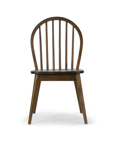 Glamour Home 36.22" Astra Rubberwood Dining Chair, Set Of 2 In Dark Brown
