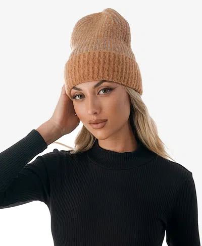 Marcus Adler Women's Confetti Cuff Ribbed Knit Beanie In Brown